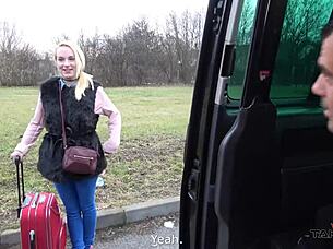 Skinny Blonde Trades Deal for Deepthroat Big Cock Car Fuck Ride