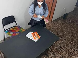 seductive office secretary teases with bent over standing fuck craving rough domination