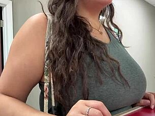 behind scenes chubby latina shows off huge tits routine