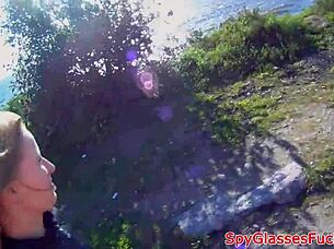 amateur teen doggystyled outdoors cums on ass