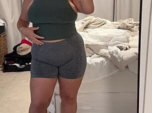 behind scenes chubby latina shows off huge tits routine