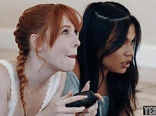 teen gamer girls take hardcore anal pounding in foursome