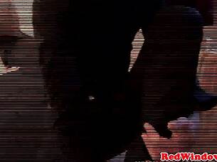 Blond Amsterdam hooker gets cumshot facial from horny tourist client