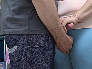 Amateur Girl Handjobs Stranger Guy To Ejaculation In Crowded Bus