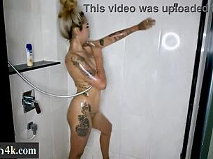 asian teen lily koh teases her big ass in shower