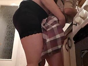 Bold Lesbian Milf Hardcore Strapon Fuck in Kitchen