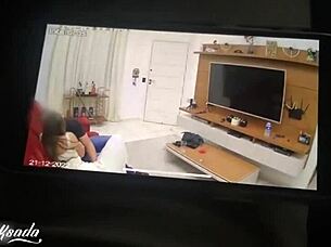 cuckold watches wife creampied by friend on sofa