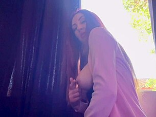 check out this italian milf with huge natural tits flashing them drunk over coffee