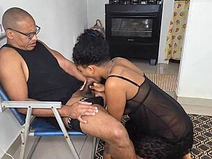 Caught jerking to porn so she gave pussy relief