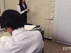 yui watanabe sucks to relieve stress as the new hire with only sex skills