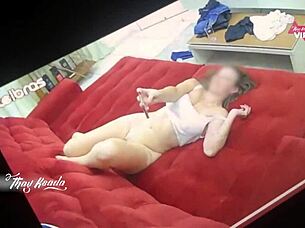 cuckold watches wife creampied by friend on sofa