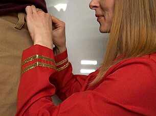 Sexy Stewardess Sucks Big Cock Uniform Blowjob