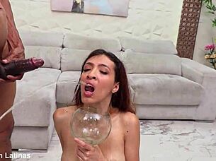 gemma leone's lactating tits drip during double vaginal anal destruction orgy!