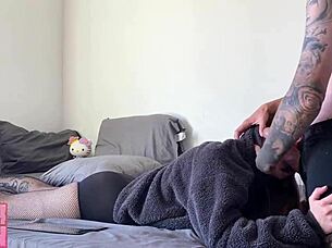 gerageyn's cute petite stepsis in fluffy sweater games then slurps stepbro's monster dick!