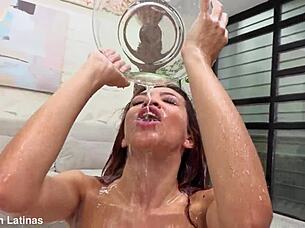 gemma leone's lactating tits drip during double vaginal anal destruction orgy!