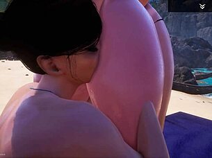 Three Big Tit Milfs Fuck Wet Pussies in Beach Threesome Orgy