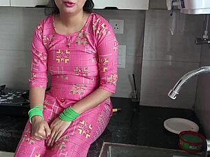 hot stepmom cums hard from stepson's dirty hindi talk pounding at home