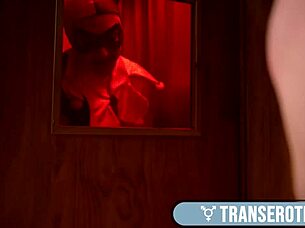 busty trans aphrodite adams gets strap-on pounded by leya falcon rough