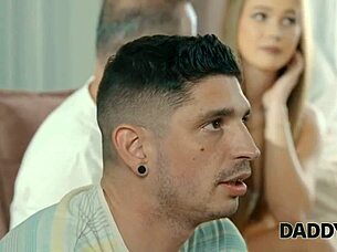 czech blonde cheats fucking daddy sideways sofa style
