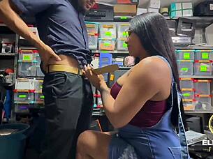 Beautiful latina shakes ass wildly as storekeeper pounds her hard