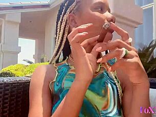 smoker jenna foxx fingers horny trimmed pussy outdoors