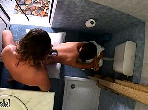 Quick MILF Blowjob and Fuck on the Toilet!