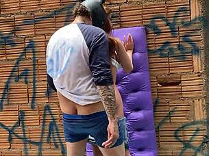 latina amateur fists ass with toy outdoors publicly