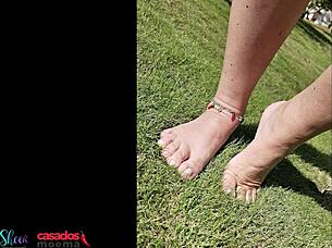 Hotwife's teasing feet in shoes drive him wild
