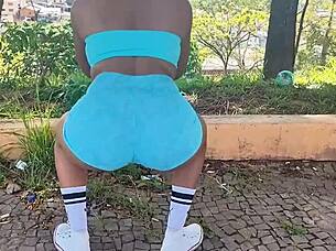 Public squat leads to hardcore pussy and ass dildo pounding