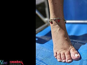 Hotwife's teasing feet in shoes drive him wild