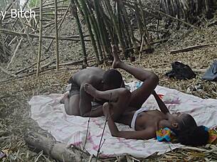 Black African Muscled Dom Fucks Skinny Me in Forest?