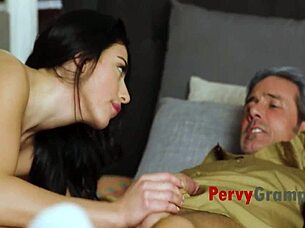 old man rams wrinkly cock in teen pussy