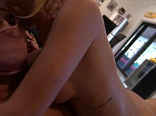 super horny petite blonde lacy tate rides big cock doggystyle then deepthroats cum dripping on ass