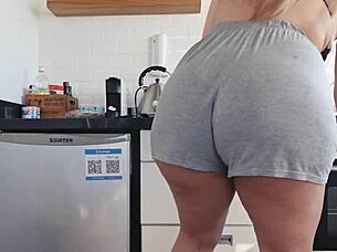 Blonde Latina Milf's Kitchen Quickie Interrupts Cooking Big Ass Pound