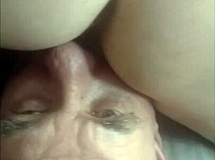 elderly couple savors intimate cunnilingus from above