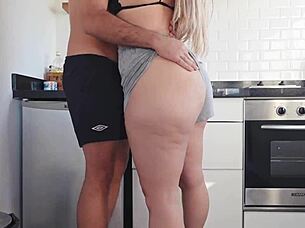 Blonde Latina Milf's Kitchen Quickie Interrupts Cooking Big Ass Pound