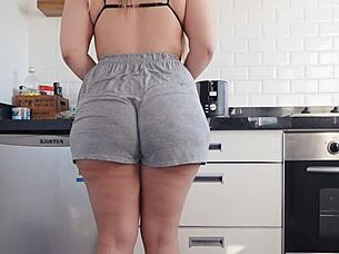 Blonde Latina Milf's Kitchen Quickie Interrupts Cooking Big Ass Pound