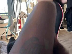 Pawg slut gags deep on huge cock before cowgirl ride