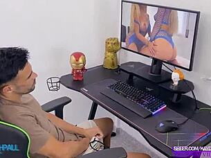 gamer boy fantasy turns real 3some huge cocks fuckin hot latina blonde milf cowgirl sloppy