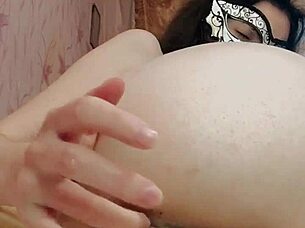 Russian Brunette In Stockings Sucks Thick Dildo With Dirty Talk