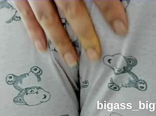 Mature bbw masturbates in tight pajamas at home