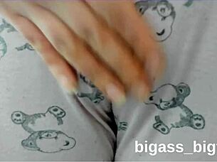 Mature bbw masturbates in tight pajamas at home