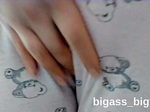 Mature bbw masturbates in tight pajamas at home