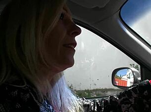 Blonde Cougar Fucked In A Car