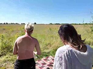 shy teen gets rough outdoor public anal stretching