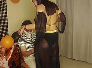 OLD PERVERTED STEPFATHER FUCKING HIS STEPDAUGHTER ON HALLOWEEN