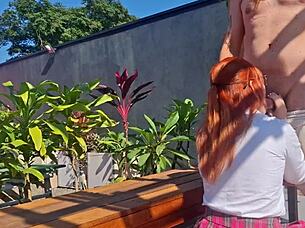 fucking the innocent redhead in the garden