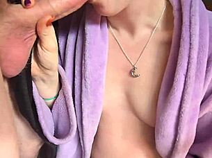 Milf sucks before counter fuck and cum on ass