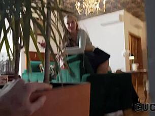Cuckold husband films wife with stranger