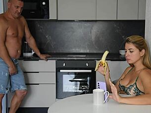 wife swallows banana then gets fucked hard in the morning